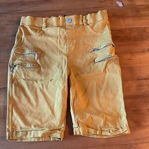 Thrill Yellow Cargo Shorts for girls